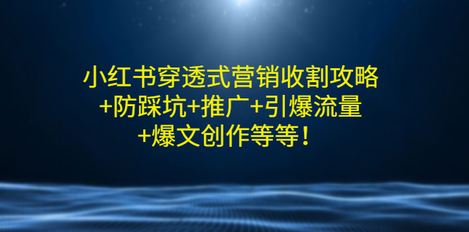 【副业项目3458期】小红书穿透式营销收割攻略+防踩坑+推广+引爆流量+爆文创作（小红书的营销方法策略）-小白副业网