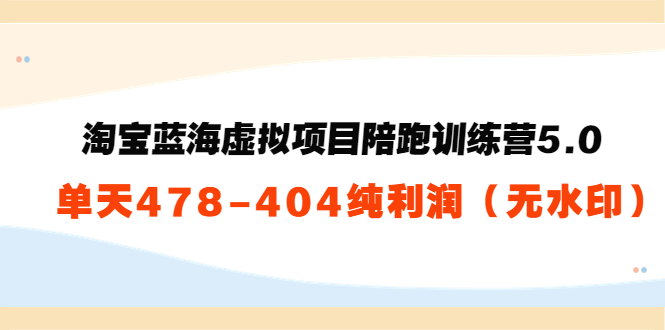 【副业项目3958期】黄岛主：淘宝蓝海虚拟项目陪跑训练营5.0：单天478纯利润（无水印）-小白副业网