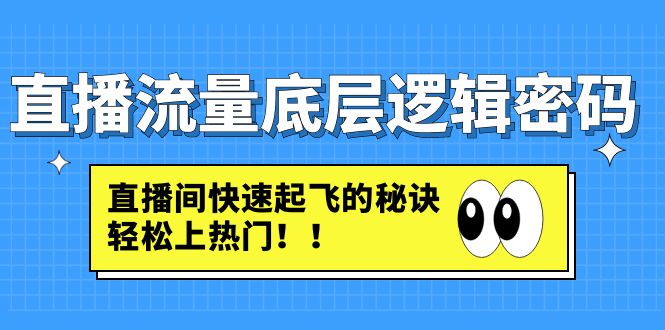 【副业项目4973期】直播流量底层逻辑密码：直播间快速起飞的秘诀，轻松上热门-小白副业网