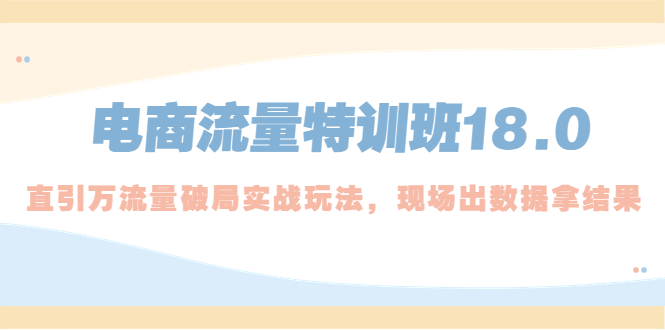 【副业项目5365期】电商流量特训班18.0，直引万流量破局实操玩法，现场出数据拿结果-小白副业网