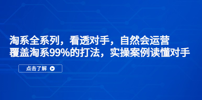 【副业项目5366期】淘系全系列，看透对手，自然会运营，覆盖淘系99%·打法，实操案例读懂对手-小白副业网