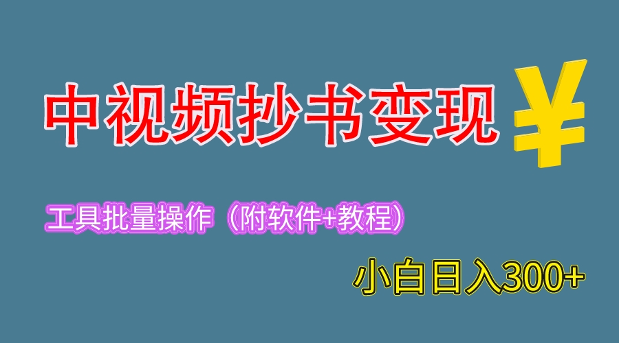 【副业项目6300期】2023中视频抄书变现（附工具+教程），一天300+，特别适合新手操作的副业缩略图