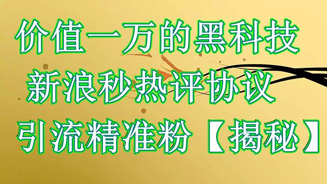 【副业项目6457期】价值一万的黑科技 新浪秒热评协议 引流精准粉【揭秘】缩略图