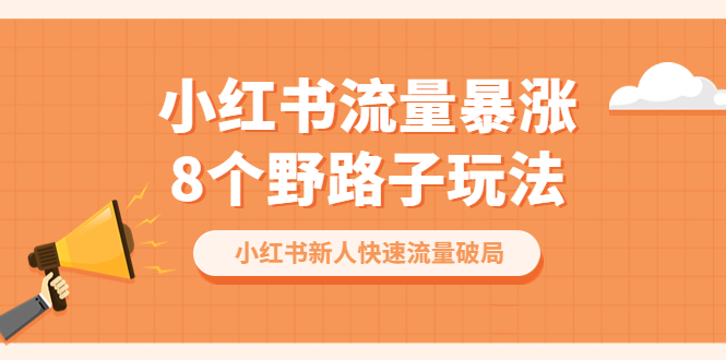 【副业项目6600期】小红书流量-暴涨8个野路子玩法：小红书新人快速流量破局（8节课）缩略图