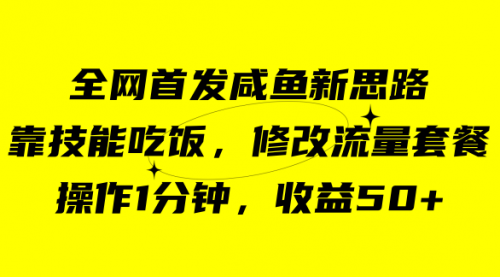 【副业项目7720期】咸鱼冷门新玩法，靠“技能吃饭”，修改流量套餐，操作1分钟，收益50+缩略图