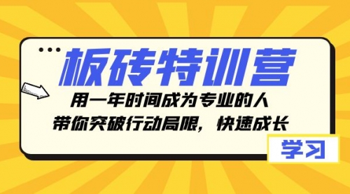 【副业项目8289期】板砖特训营，用一年时间成为专业的人，带你突破行动局限，快速成长缩略图