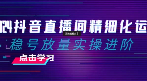 【副业项目8447期】2024抖音直播间精细化运营：稳号放量实操进阶缩略图