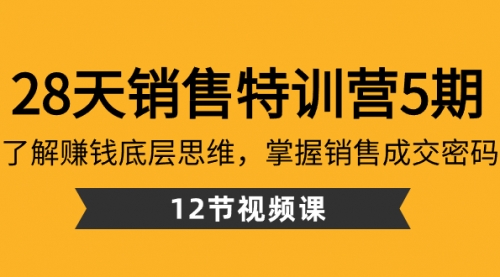 【副业8768期】28天·销售特训营5期：了解赚钱底层思维，掌握销售成交密码（12节课）-小白副业网