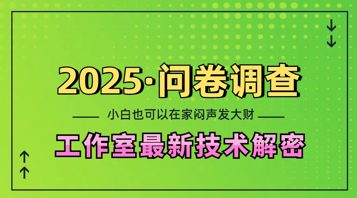 2025《问卷调查》最新工作室技术解密：一个人在家也可以闷声发大财，小白一天200+，可矩阵放大-小白副业网