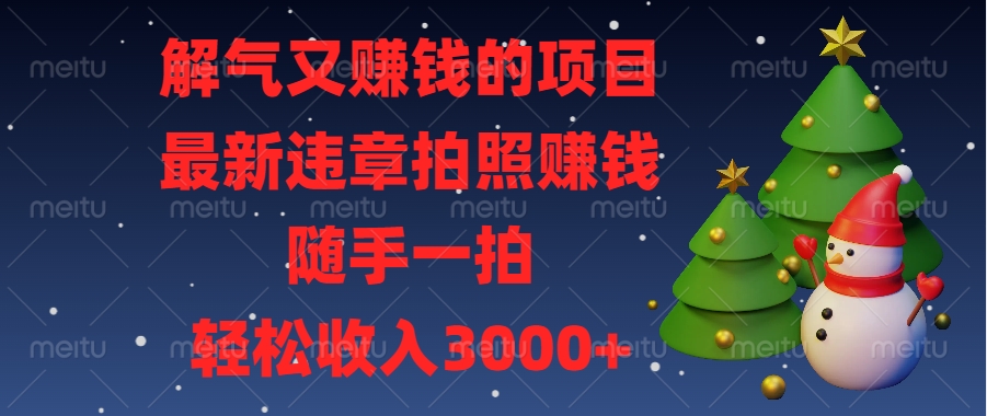 最新违章拍照赚钱，随手一拍，解气又赚钱的项目，轻松收入3000+-小白副业网