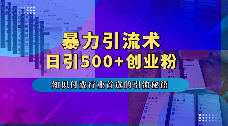 暴力引流术，专业知识付费行业首选的引流秘籍，一天暴流500+创业粉，五个手机流量接不完！-小白副业网