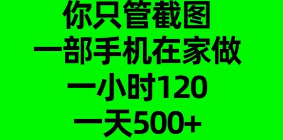 你只管截图，一部手机在家做，一小时120，一天500+-小白副业网