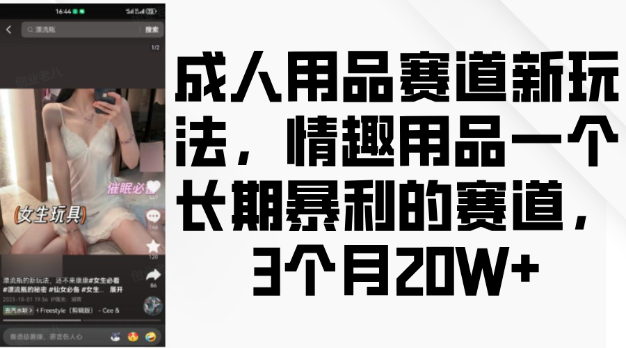 情趣用品一个长期暴利的赛道，成人用品赛道新玩法，3个月20W+-小白副业网