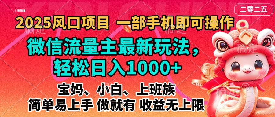 2025蓝海风口项目，微信流量主最新玩法，轻松日入1000+，简单易上手，做就有 收益无上限-小白副业网