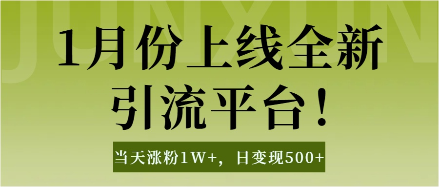 1月上线全新引流平台，当天涨粉1W+，日变现500+工具无脑涨粉，解放双手操作简单-小白副业网