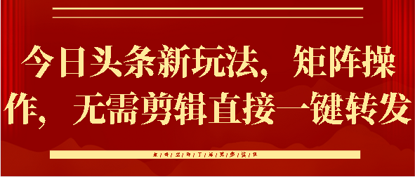 今日头条新玩法，矩阵操作，无需剪辑直接一键转发-小白副业网