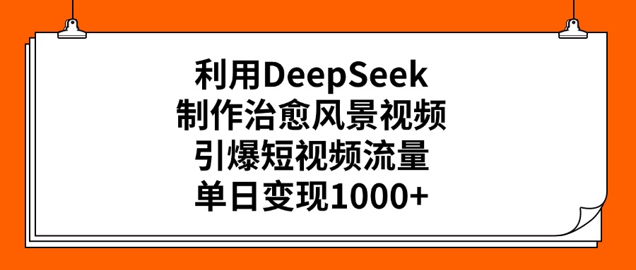 利用DeepSeek制作治愈风景视频，引爆短视频流量，单日变现1000+-小白副业网