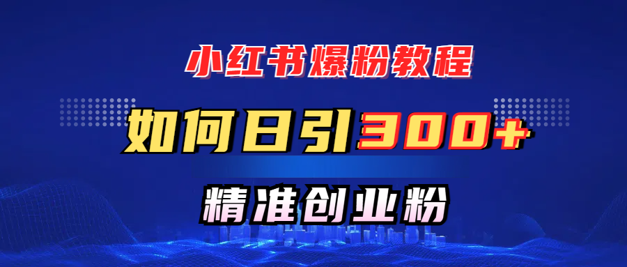 小红书爆粉教程，如何日引300+创业粉，快速实现精准变现！-小白副业网