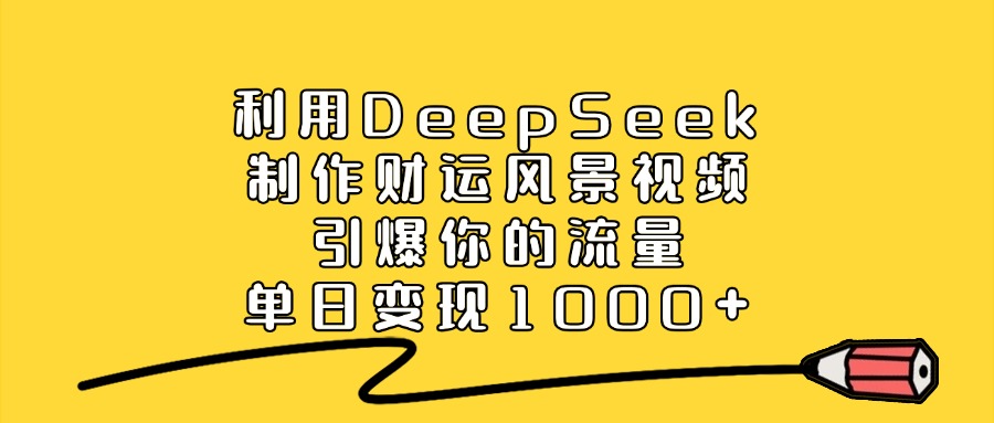 利用DeepSeek制作财运风景视频，引爆你的流量，单日变现1000+-小白副业网