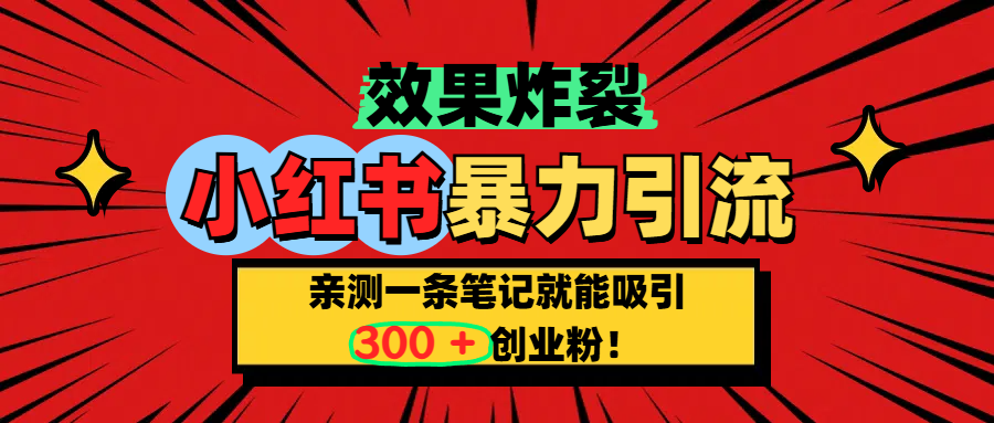 小红书炸裂玩法，亲测一条笔记就能吸引300+精准创业粉！-小白副业网