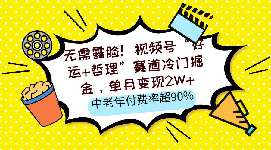 无需露脸！视频号“好运+哲理”赛道冷门掘金，单月变现2W+，中老年付费率超90%-小白副业网