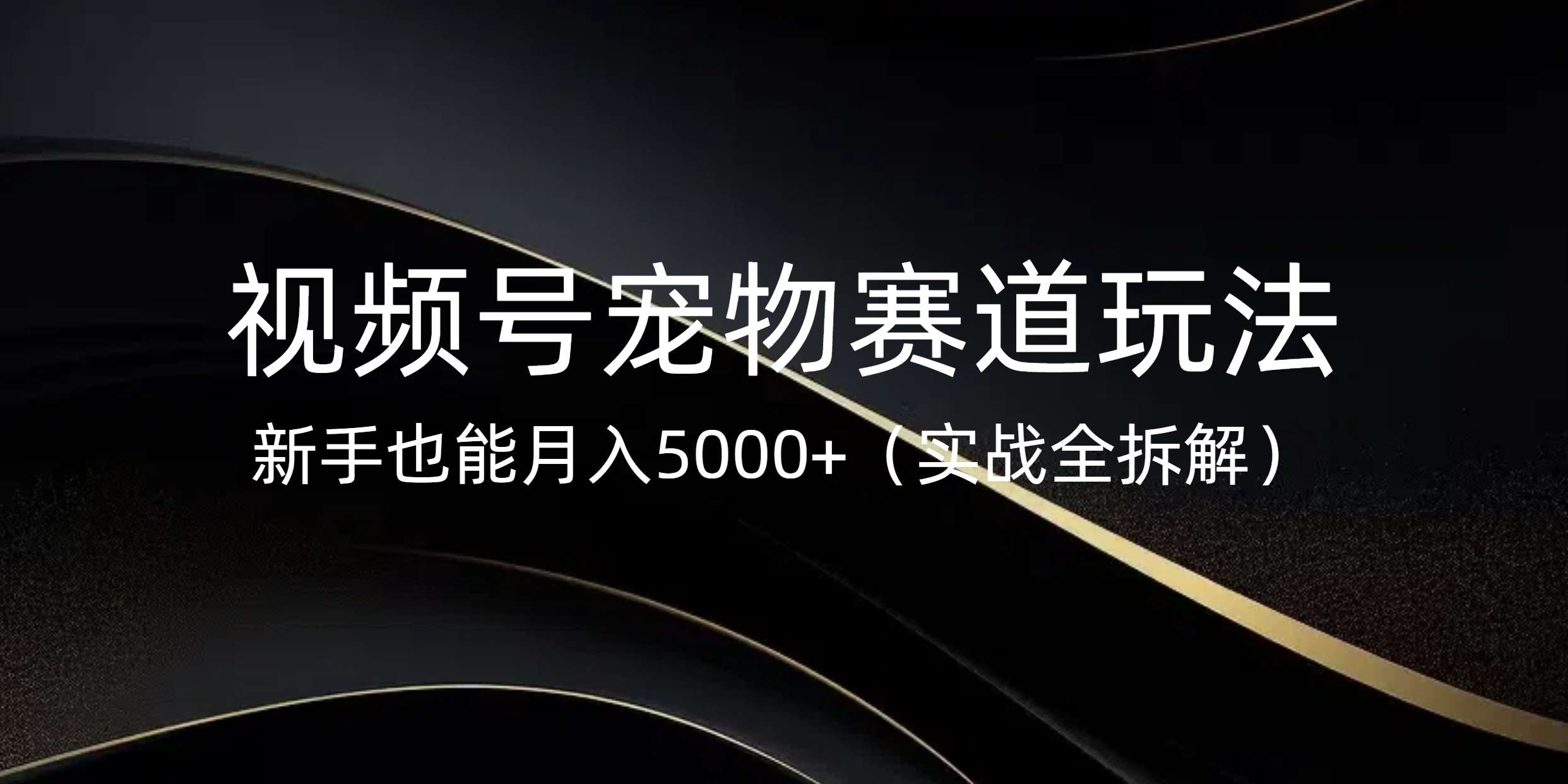 视频号宠物赛道玩法，新手也能月入5000+（实战全拆解）-小白副业网