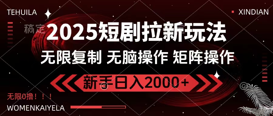 2025短剧拉新玩法，无需注册登录，无限0撸，无脑批量操作日入2000+-小白副业网